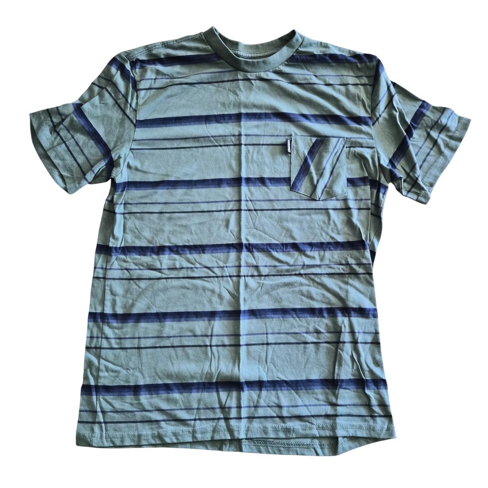 Tony Hawk Mens Green Striped Short Sleeve Pocket T-Shirt Size Large HMT3359